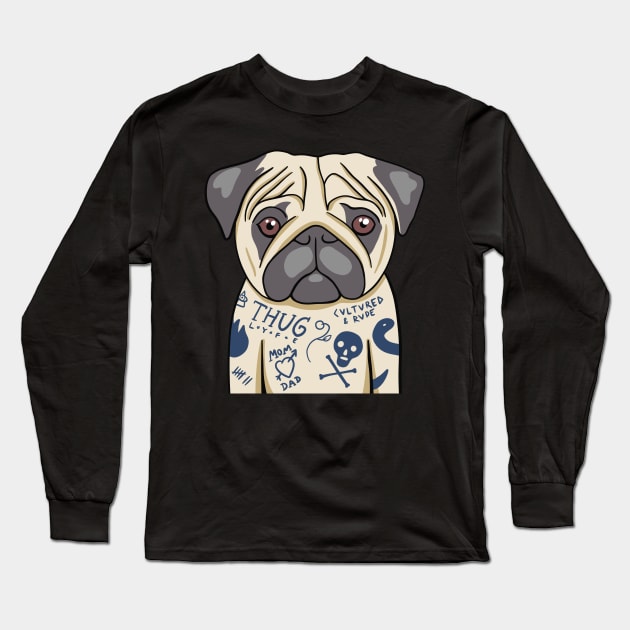 Tattooed Pug Long Sleeve T-Shirt by isstgeschichte